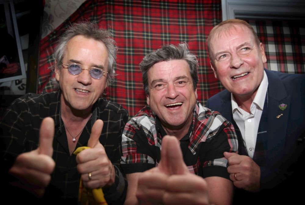 The Bat City Rollers at the Central Hotel in Glasgow. l to r Stuart Wood , Les McKeown and Alan Longmuir Photograph by Martin Shields Herald & Times Ltd