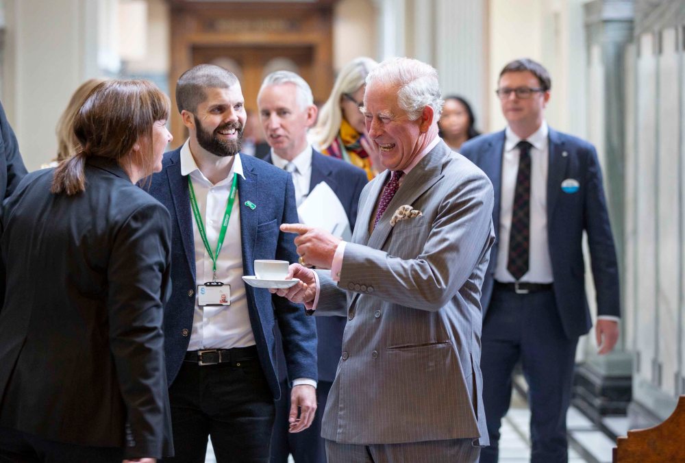 HRH Prince Charles at The Mitchell Library for  Macmillan Cancer Support